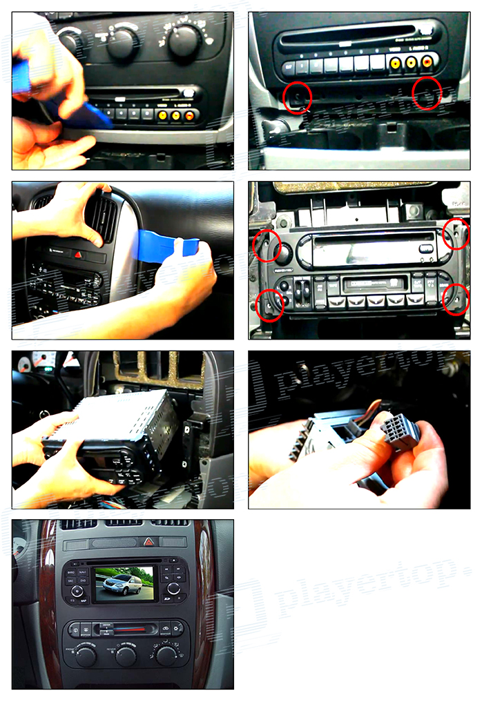 installation autoradio chrysler town 2004 2007